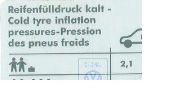 SteinGruppe - Classic Parts - Kennschild für Reifendruck - 1J0 010 292 J